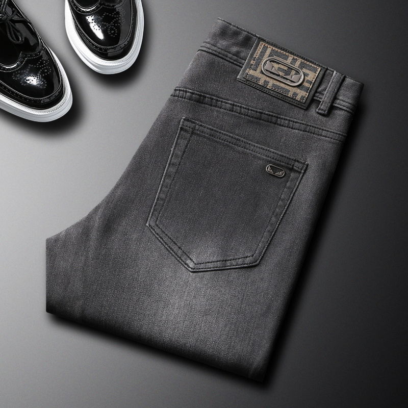 Men'S Fashion Grey Jeans - 2025 ฤดูใบไม้ร่วงใหม่อินเทรนด์กางเกงยีนส์ผู้ชายควันสีเทาหรูหราแฟชั่นผู้ชายสบายๆกางเกงอเนกประสงค์