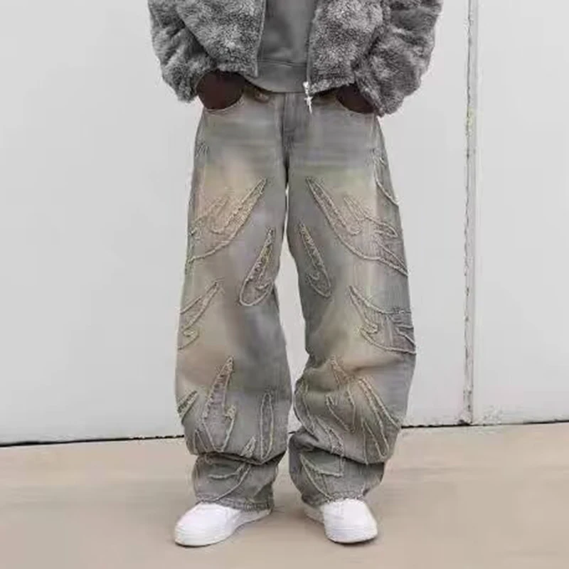 Men'S Fashion With Baggy Jeans - Street Gothic Retro เอวสูงกางเกงขากว้าง 2025 Y2k