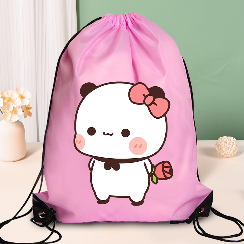 Men'S Fashion Bag - บูบู ดูดู หมีน่ารักกระเป๋าโพลีเอสเตอร์แบบมีเชือกรูดอะนิเมะการ์ตูนแฟชั่นกระเป๋าผู้ชายผู้หญิงว่ายน้ำฟิตเนสกระเป๋าเก็บของแบบพกพาของขวัญ