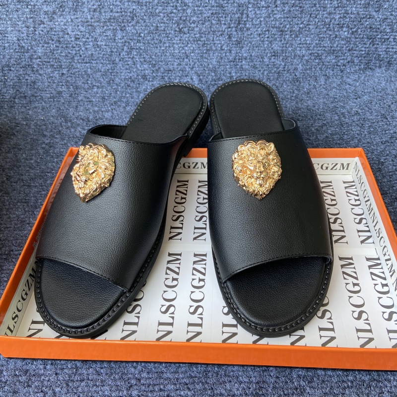 Men'S Fashion Luxury Brands - รองเท้าแตะแบรนด์ Originals สีดำสำหรับผู้ชาย แบบสวมเปิดนิ้วเท้า รองเท้าลำลองหรูหราสำหรับฤดูร้อน เหมาะสำหรับใส่ทำงานหรือใส่ลำลอง