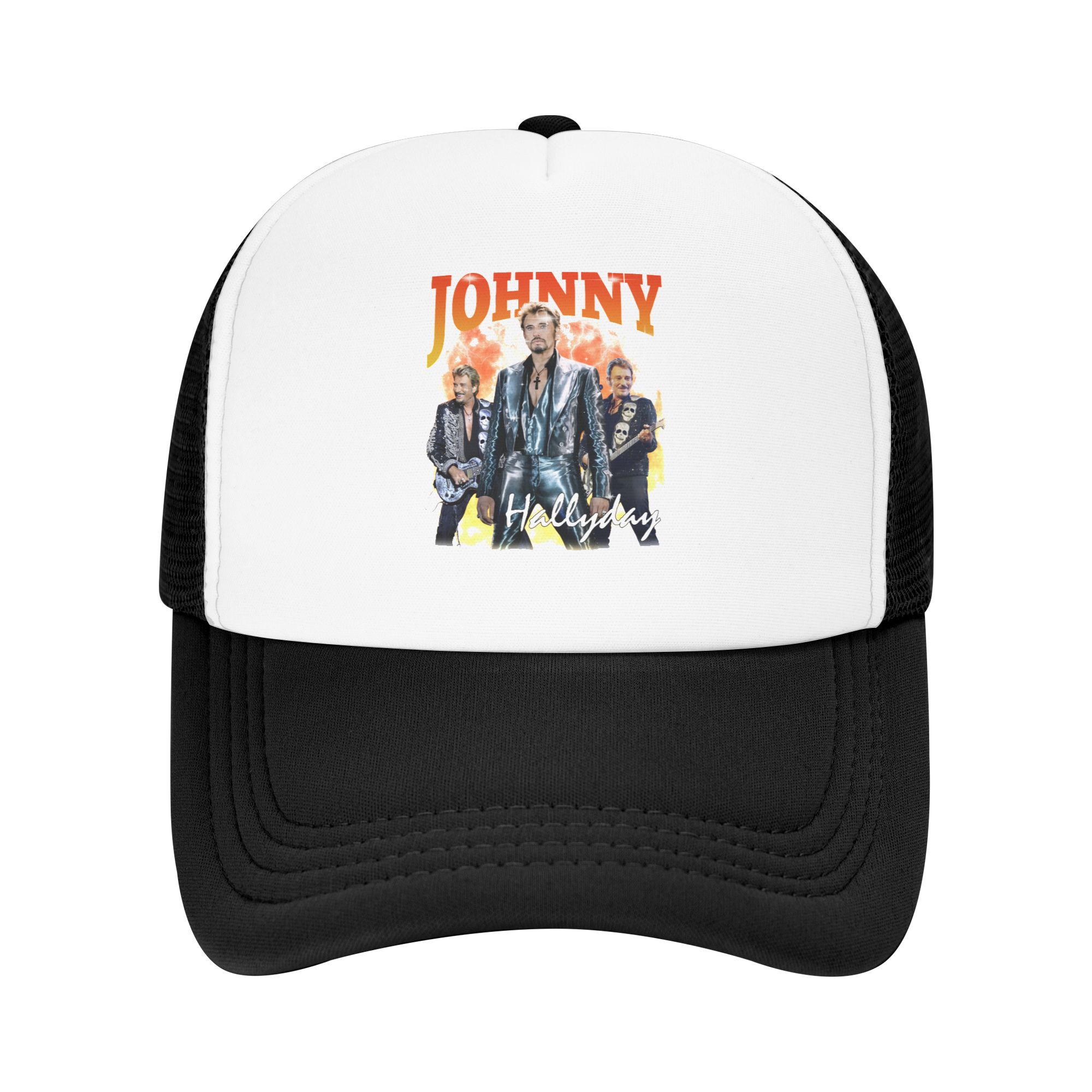 Trucker Hat Cap - หมวกเบสบอล Johnny Hallyday สำหรับผู้ชายและผู้หญิง ปรับแต่งได้ ระบายอากาศได้ดี