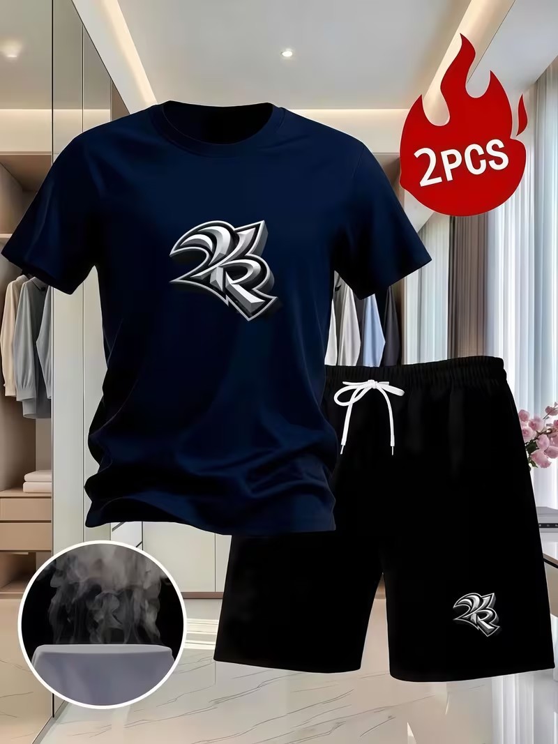 Men'S Fashion Outfits 2026 - ชุดลำลองแฟชั่นฤดูร้อนสำหรับผู้ชาย ชุดกีฬาใส่สบายทั้งในบ้านและนอกบ้าน ขายดีประจำปี 2026 เสื้อยืดคอกลมและกางเกงขาสั้น