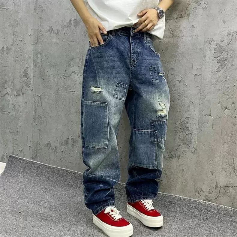 Men'S Fashion With Baggy Jeans - กางเกงยีนส์แบรนด์ดัง แฟชั่นฤดูใบไม้ร่วง ทรงหลวม ทรงตรง ทรงฮาเร็ม ลุคเท่ๆ