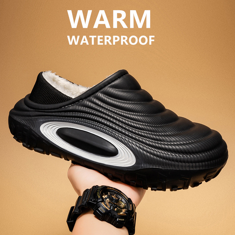 Men'S Fashion Hiking Boots - รองเท้าแตะผู้ชายแฟชั่นใหม่ ผ้าฝ้าย รองเท้าแตะบุขนหนานุ่ม อุ่นสบายสำหรับฤดูหนาว กันน้ำ รองเท้าใส่ในบ้านและนอกบ้าน