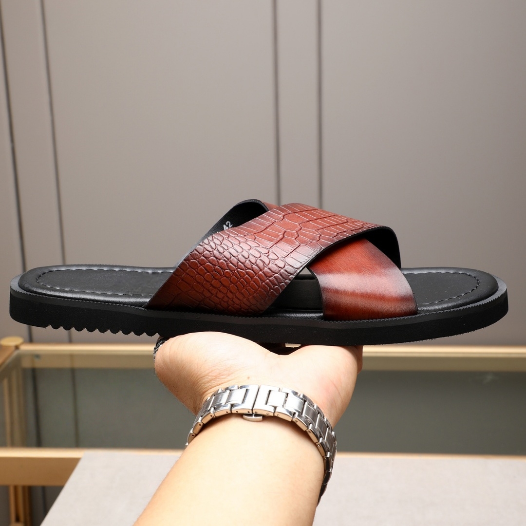 Men'S Fashion Luxury Brands - รองเท้าผู้ชายแบรนด์หรู ทำมือ แฟชั่นรองเท้าแตะ ของขวัญวันหยุด รองเท้าใส่ในบ้าน หนังแท้