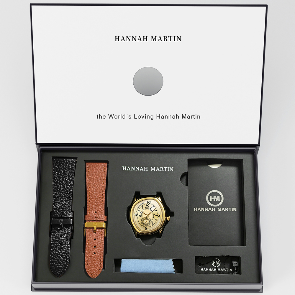 Fashion Mens Watches - นาฬิกาข้อมือผู้ชาย HANNAH MARTIN ระดับไฮเอนด์ ดีไซน์สร้างสรรค์ สายหนัง