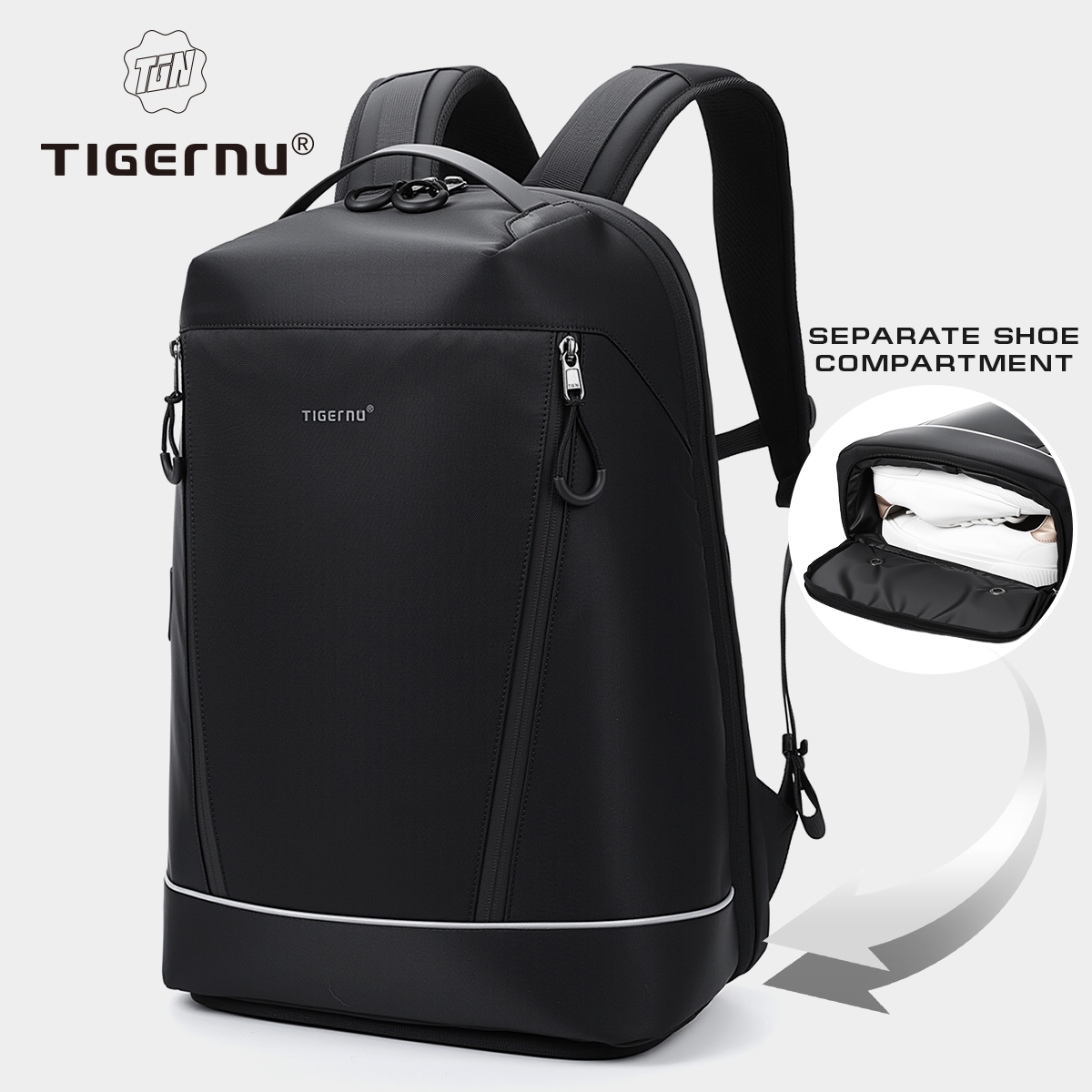 Men'S Fashion Bag - ไทเกอร์นูแฟชั่นแบ็คแพ็ค กระเป๋าเป้เดินทางสำหรับผู้ชายพร้อมช่องใส่รองเท้า 180 ° กระเป๋าเป้สะพายหลังสำหรับผู้ชาย กระเป๋าใส่แล็ปท็อป
