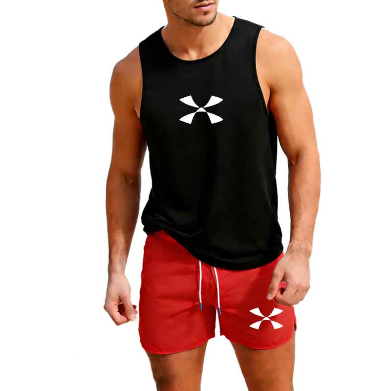 Men'S Fashion Trends - ชุดกีฬาวิ่งออกกำลังกายกลางแจ้ง เสื้อกั๊ก+กางเกงขาสั้น 2 ชิ้น ชุดลำลองแฟชั่นฤดูร้อน ชุดเซ็ตชายหาดเล่นเซิร์ฟ