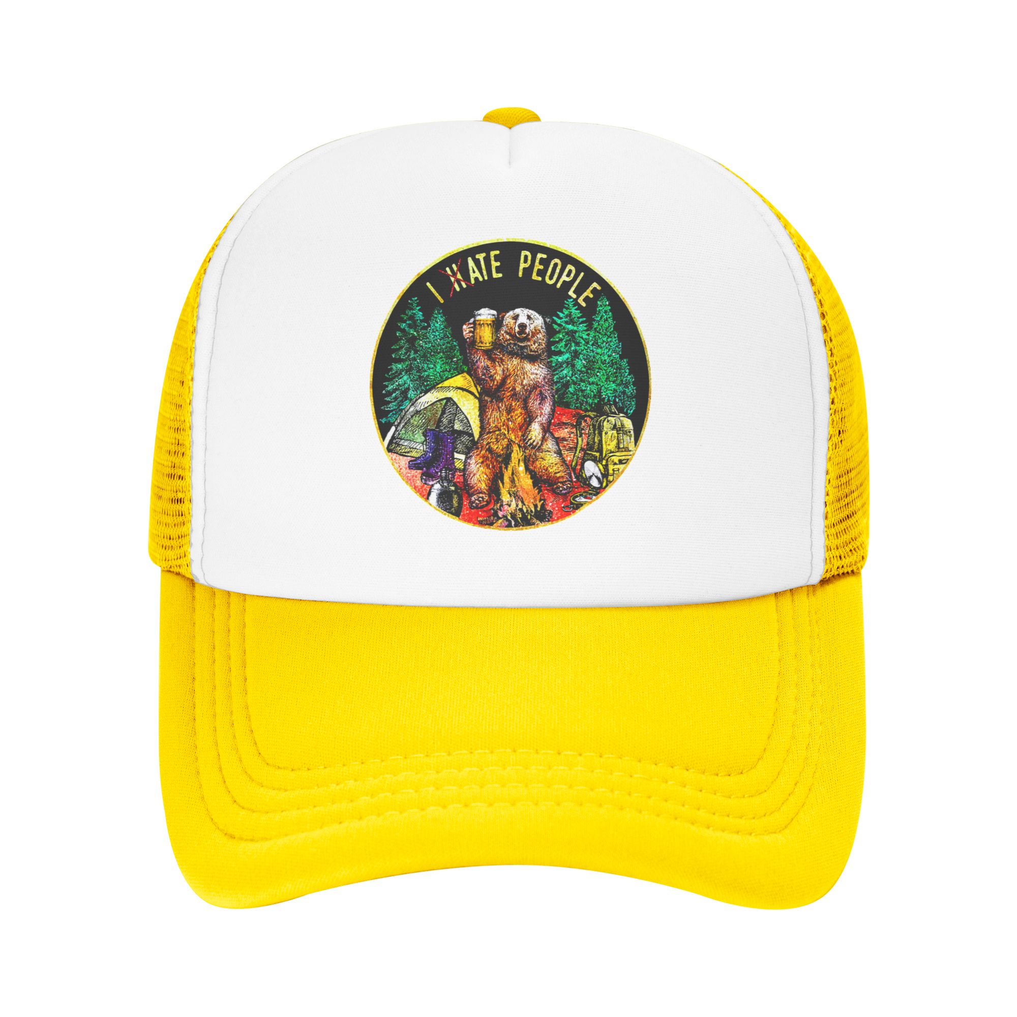 Trucker Hat Cap - หมวกแก๊ป I Hate People Bear สำหรับตั้งแคมป์