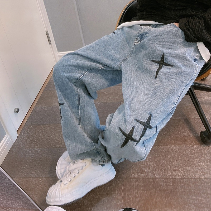 Men'S Fashion With Baggy Jeans - พิมพ์กางเกงยีนส์ผู้ชาย 2023 ใหม่Streetwear Baggyกางเกงยีนส์ขากว้างเกาหลีแฟชั่นDrapesตรงหลวมDenimกางเกงCargo