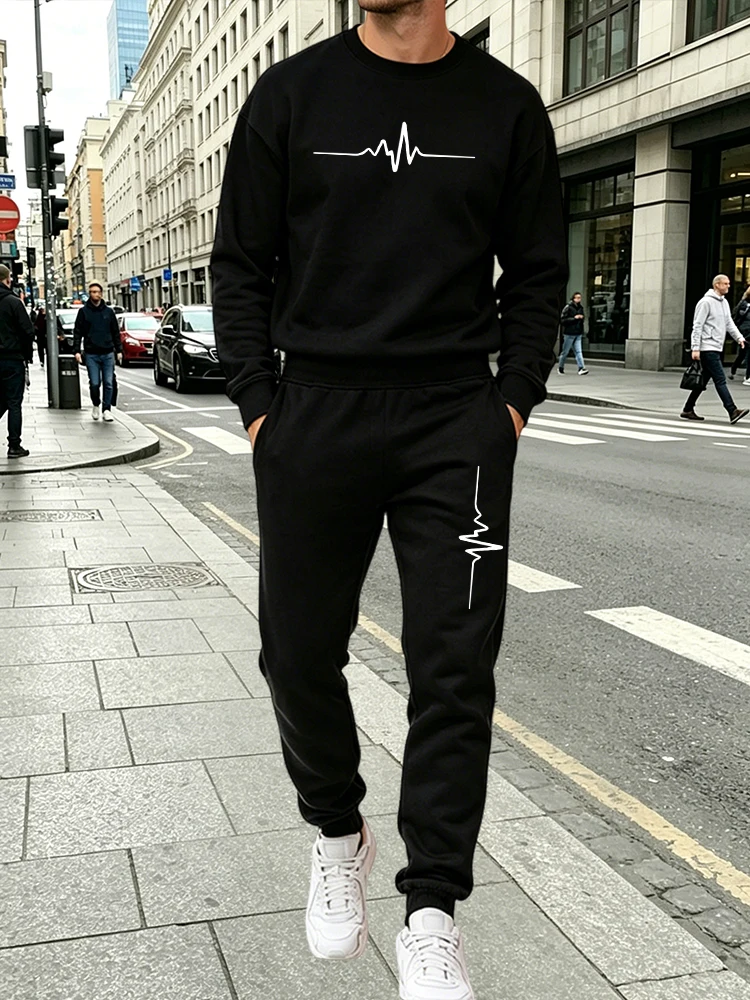 Men'S Fashion Outfits 2026 - ชุดเซ็ตเสื้อผ้าผู้ชายมาใหม่ปี 2026 สำหรับฤดูใบไม้ร่วงและฤดูหนาว สไตล์ลำลองแฟชั่น คอกลม แขนยาว