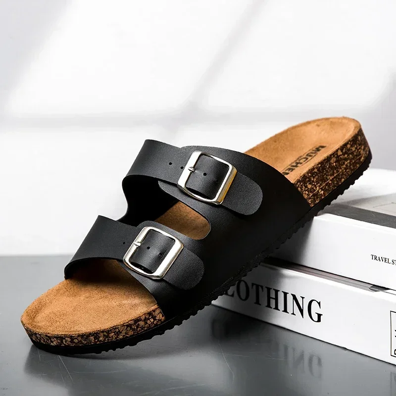 Mens Fashion Modern - รองเท้าแตะแฟชั่นคลาสสิกแบบยูนิเซ็กซ์ รองเท้าคอร์กใส่สบายสำหรับฤดูร้อน รองเท้าแตะผู้ชายสำหรับใส่กลางแจ้ง ทำจากไมโครไฟเบอร์ สำหรับผู้ชาย ไซส์ใหญ่พิเศษ