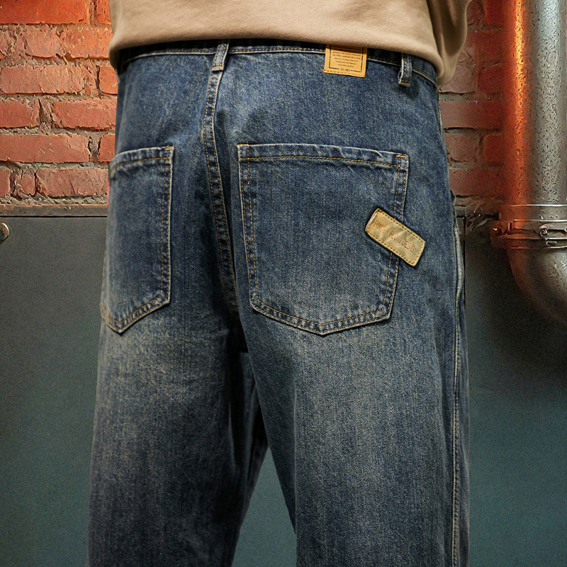 Men'S Fashion With Baggy Jeans - กางเกงยีนส์ทรงหลวมสไตล์ใหม่สำหรับผู้ชาย แฟชั่นลำลองกลางแจ้ง กางเกงฮาเร็มสไตล์เรโทรสีน้ำเงิน กางเกงทรงหลวมสไตล์สตรีทฮิปฮอป กางเกงทำงาน
