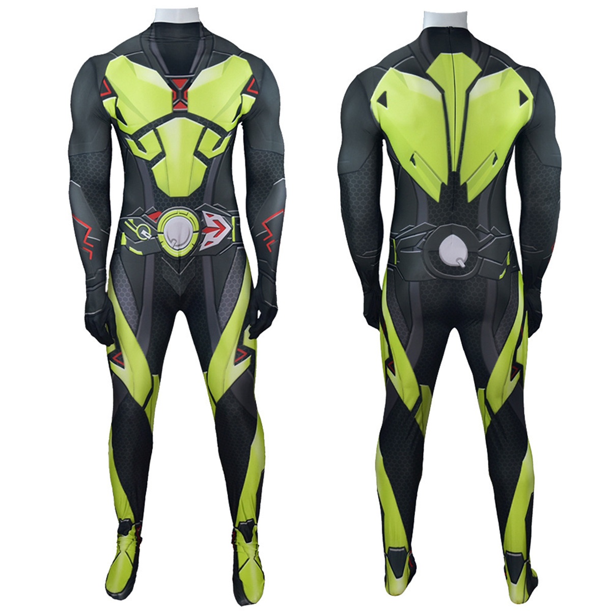 Mens Fashion Jumpsuit - ชุดคอสเพลย์เมตาบีสีดำจากภาพยนตร์ฮาโลวีน คาเมนไรเดอร์ สำหรับผู้ใหญ่ชาย