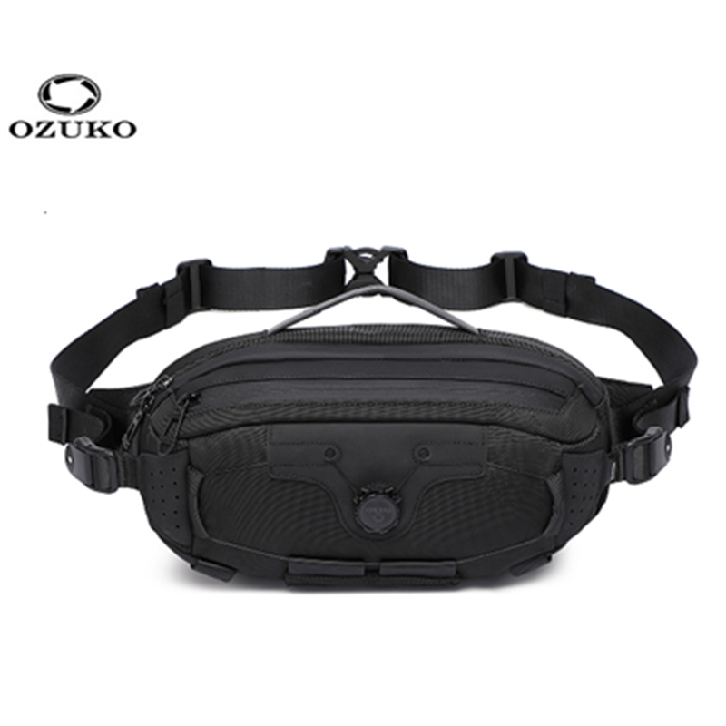 Men'S Fashion Bag - OZUKO กระเป๋าคาดหน้าอกมัลติฟังก์ชั่นสำหรับผู้ชาย Tactical Techwear กระเป๋าคาดเอว ดีไซน์ปุ่มหมุน