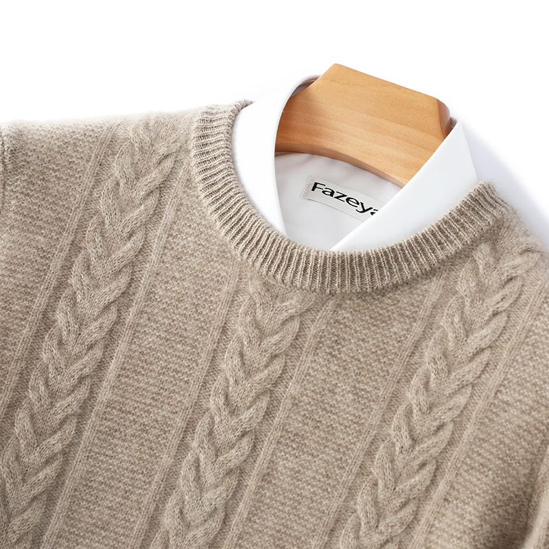 Knitted Cardigan Men - 100% Merino ขนสัตว์เสื้อกันหนาวผู้ชายรอบคอหนาเสื้อฤดูใบไม้ร่วงฤดูหนาวใหม่นุ่มสบายๆสีทึบถัก pullover