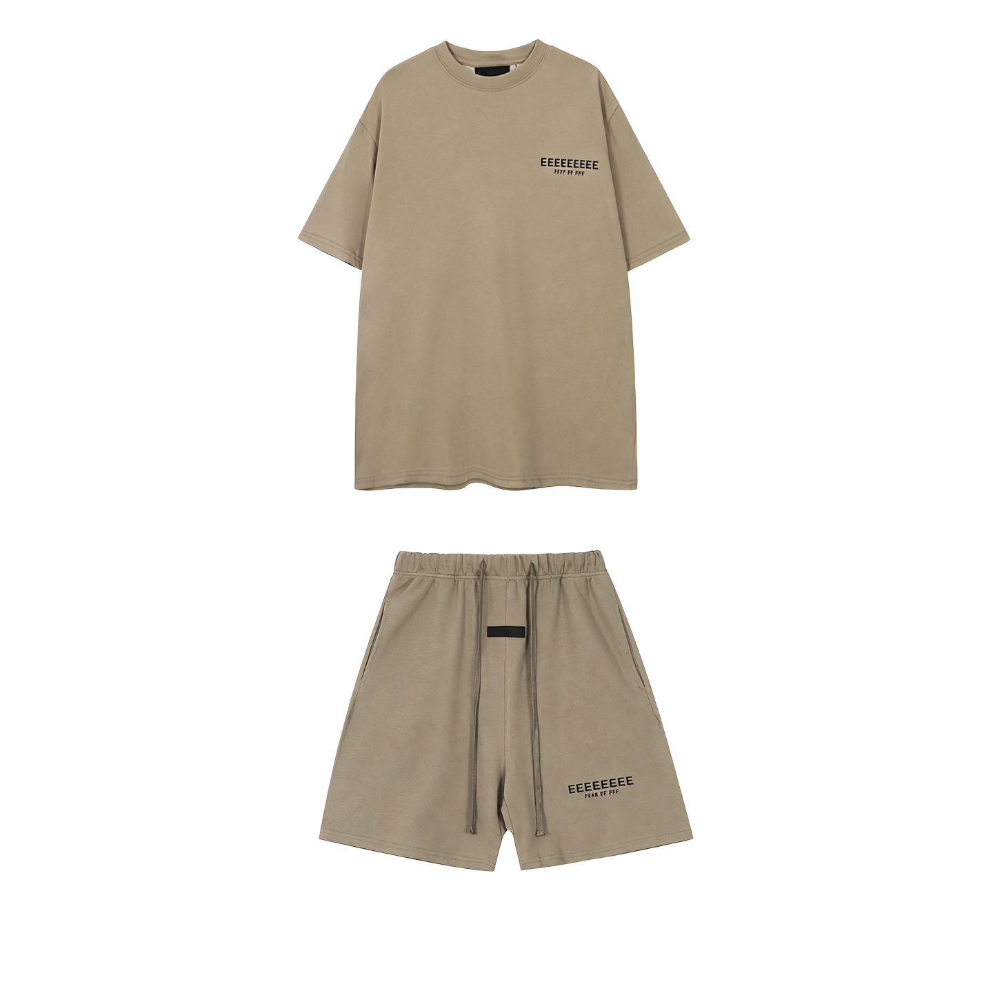 Mens Fashion Modern - 2SP แบรนด์คลาสสิกเสื้อยืดผู้ชายคุณภาพสูงชุดดีไซน์หรูหราเนื้อโลหะตัวอักษรผ้าฝ้ายเสื้อยืดคู่กางเกงขาสั้นหลวมๆชุด