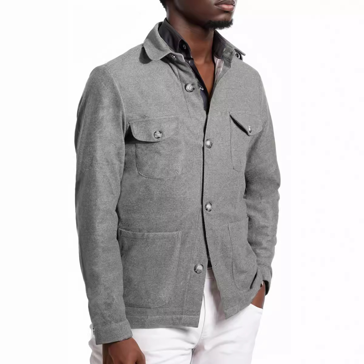 Mens Fashion Style Images - เสื้อแจ็คเก็ตผสมขนสัตว์ ผู้ชาย คลาสสิก แฟชั่นสไตล์เทรนด์ ลุค รูปลักษณ์