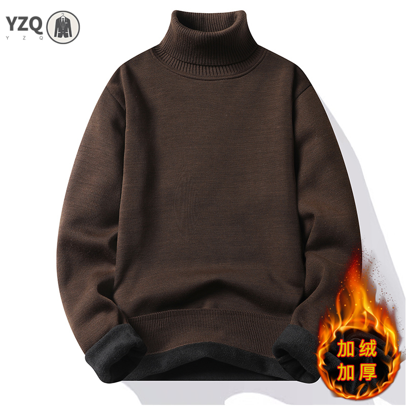 Knitted Cardigan Men - เสื้อผ้าผู้ชาย Anti-pilling คุณภาพสูงถักเสื้อคอเต่า SLIM FIT เสื้อแขนยาวสีทึบแนวโน้มเสื้อผ้าผู้ชาย