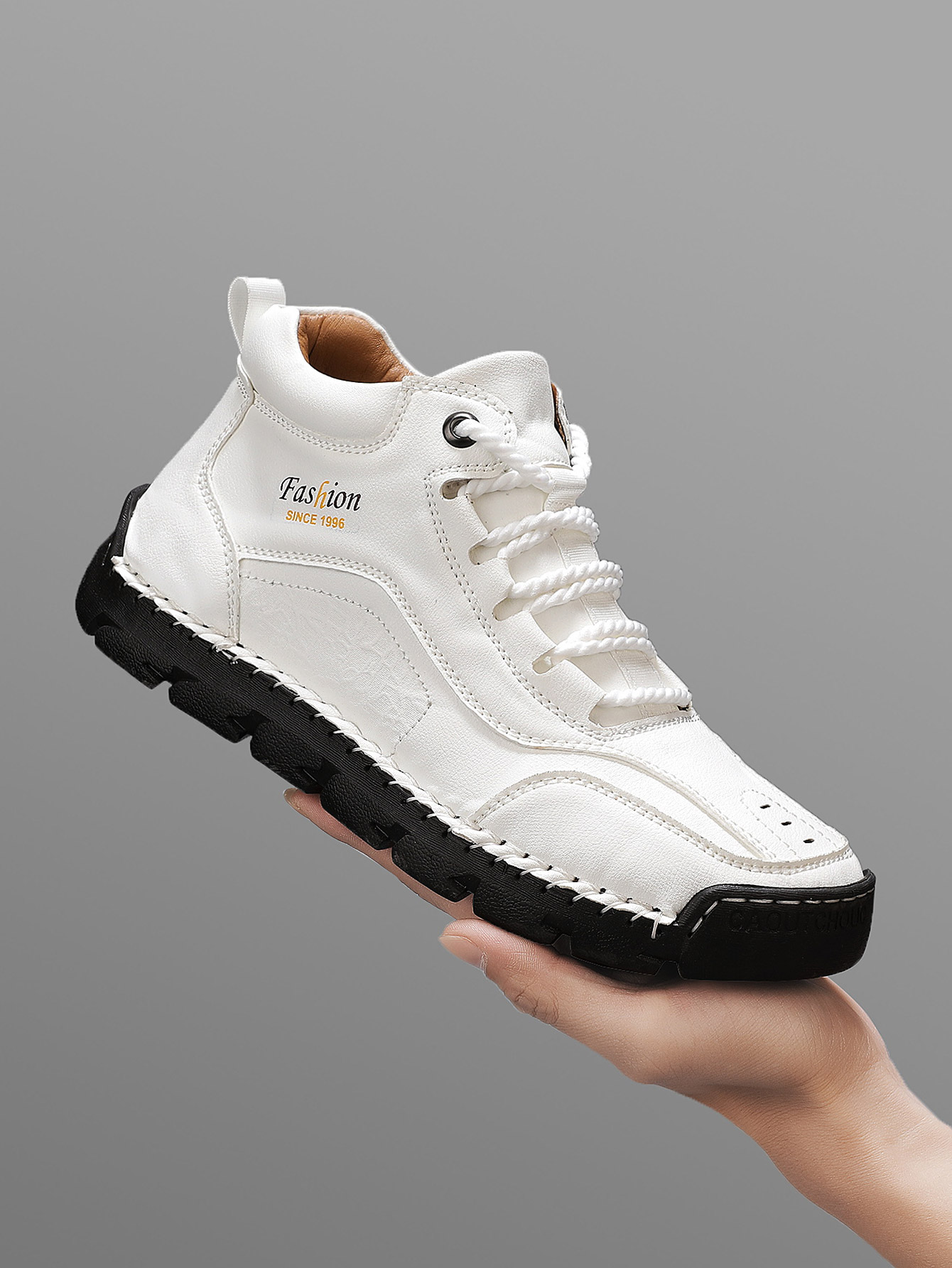 Men'S Fashion Hiking Boots - รองเท้าลำลองแบบมีหัวเข็มขัดทำมือสำหรับผู้ชาย, รองเท้าผ้าใบแบบผูกเชือกพิมพ์ลายตัวอักษรเรียบง่าย, รองเท้าบูทเดินป่ากลางแจ้ง, พื้นรองเท้ายางระบายอากาศได้ดี