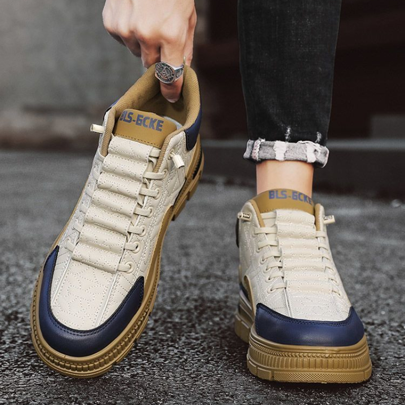 Men Fashion Vintage - รองเท้าบูทผู้ชายแบบสวม สไตล์แพลตฟอร์ม สำหรับฤดูใบไม้ผลิและฤดูใบไม้ร่วง ดีไซน์ทันสมัย ปี 2025