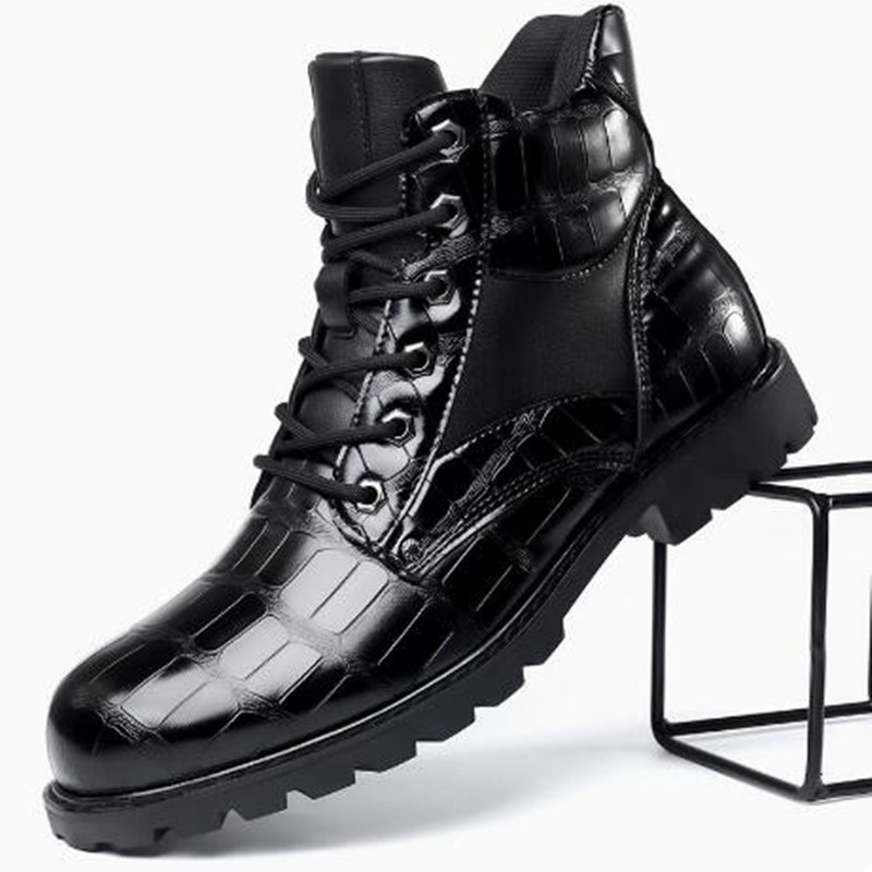 Men'S Fashion Luxury Brands - รองเท้าบูทผู้ชายลายตาราง ส้นเหลี่ยม รองเท้าบูทข้อเท้าผู้ชาย ดีไซน์หรูหรา รองเท้าหนังสำหรับผู้ชาย แฟชั่นรองเท้าบูทขี่มอเตอร์ไซค์