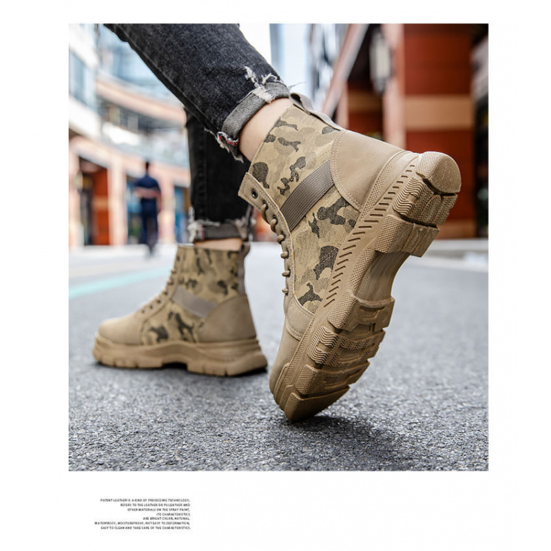 Men'S Fashion Hiking Boots - รองเท้าบูทหุ้มข้อสูงแฟชั่นใหม่สำหรับผู้ชาย รองเท้าลำลองแบบสปอร์ต ลายพราง สำหรับเดินป่า กันลื่น