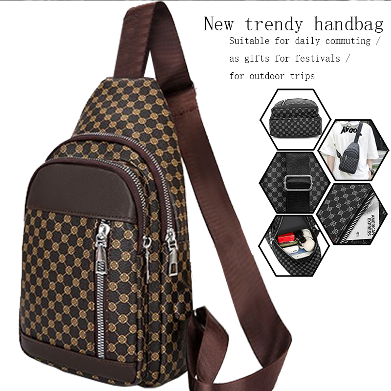 Men'S Fashion Bag - กระเป๋าคาดหน้าอกสไตล์เรียบง่ายสำหรับผู้หญิงและผู้ชายที่มีดีไซน์ลายจุดแบบแพทช์เวิร์ค เหมาะสำหรับกระเป๋าสะพายไหล่เดี่ยวสำหรับธุรกิจ