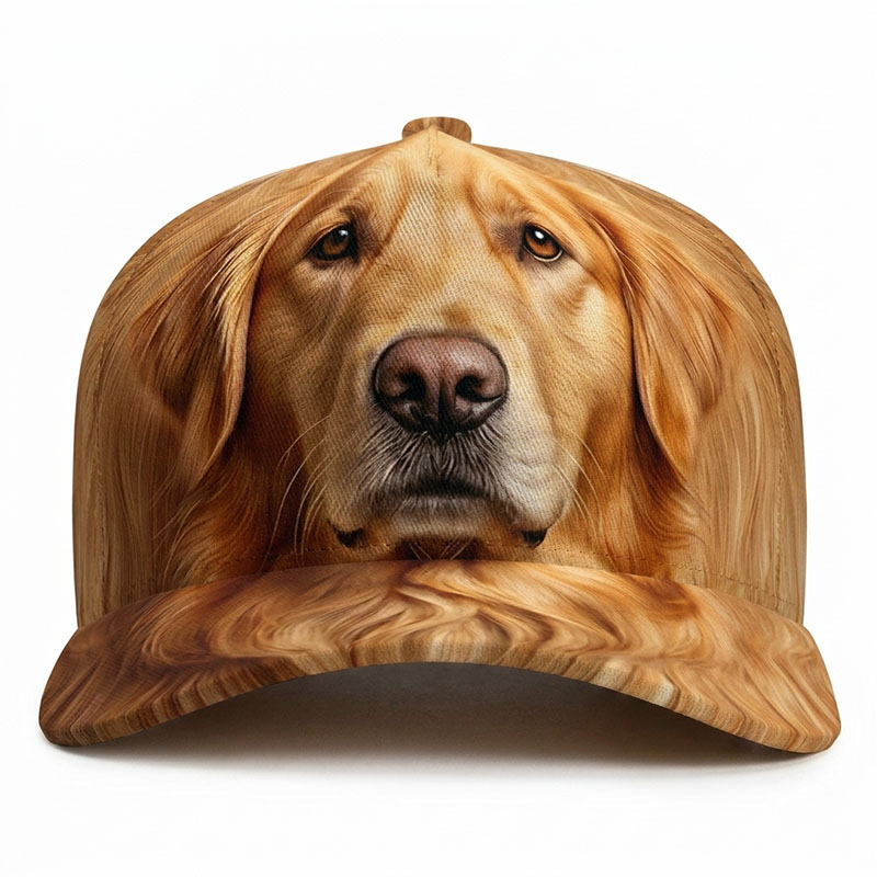 Trucker Hat Cap - หมวกเบสบอลลายสุนัขพันธุ์โกลเด้น รีทรีฟเวอร์ หมวกสัตว์เลี้ยงขนฟู สตรีทแวร์ ฮิปฮอป หมวกคนรักสุนัข