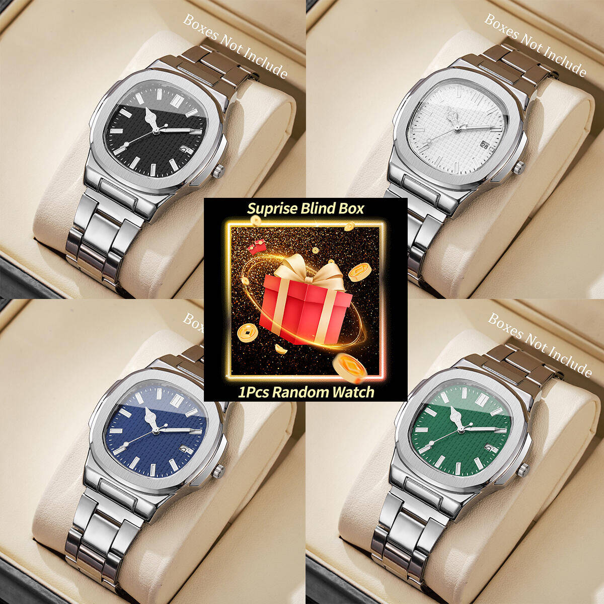 Fashion Mens Watches - 1PC เซอร์ไพรส์นาฬิกาลึกลับ Blind Box-Fashion Square Men