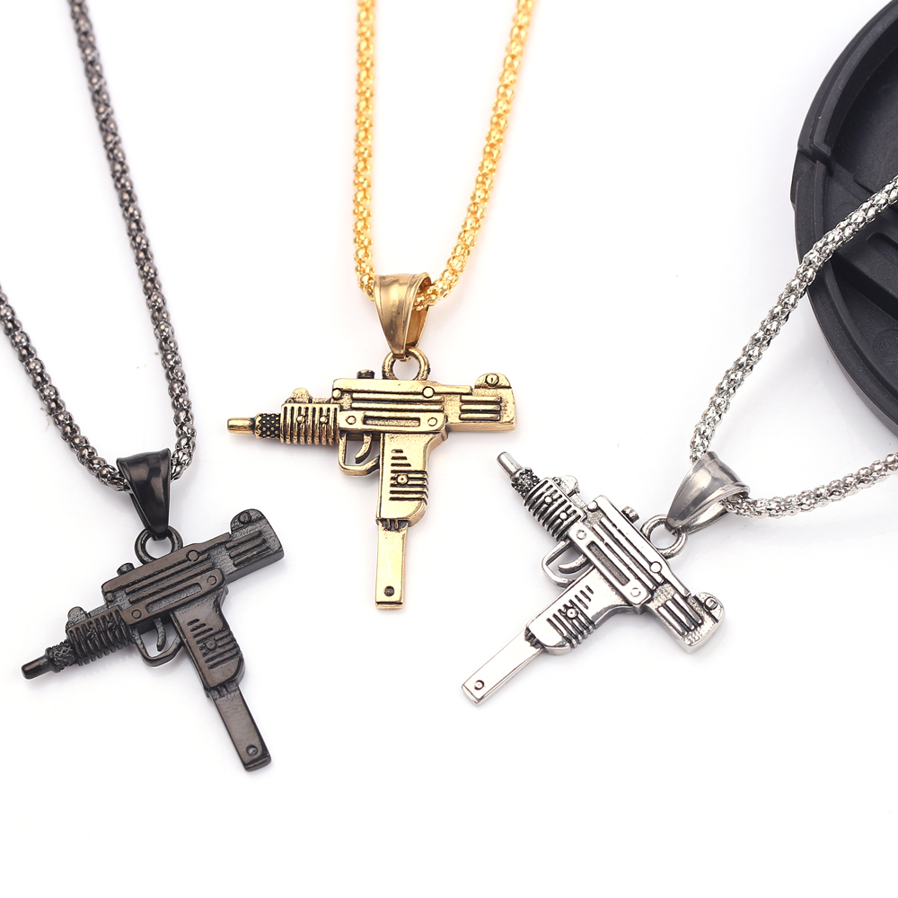 จี้สร้อยคอรูปปืนอูซี่สไตล์พังก - Men'S Fashion Necklaces บทวิจารณ์และราคา