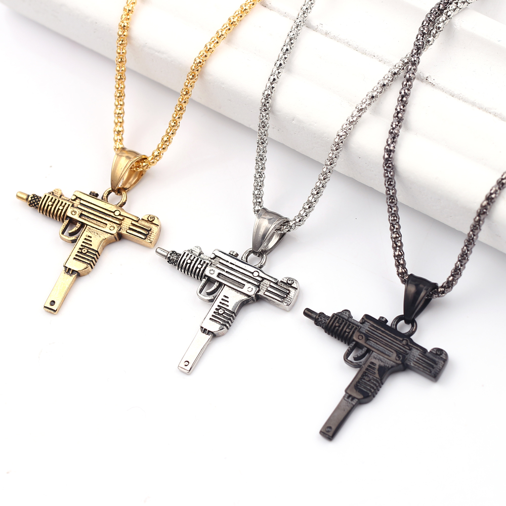 จี้สร้อยคอรูปปืนอูซี่สไตล์พังก - Men'S Fashion Necklaces บทวิจารณ์และราคา