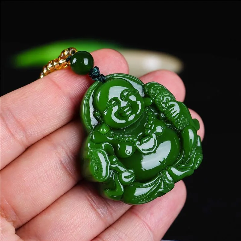 จีนสีเขียวหยกMaitreyaพระพุทธรู - Men'S Fashion Necklaces บทวิจารณ์และราคา