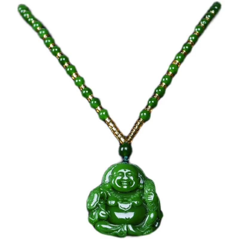 จีนสีเขียวหยกMaitreyaพระพุทธรู - Men'S Fashion Necklaces บทวิจารณ์และราคา