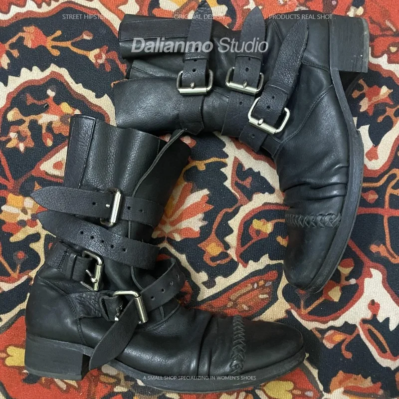 รองเท้าบูทหนังแท้สไตล์วินเทจสำ - Men Fashion Vintage บทวิจารณ์และราคา