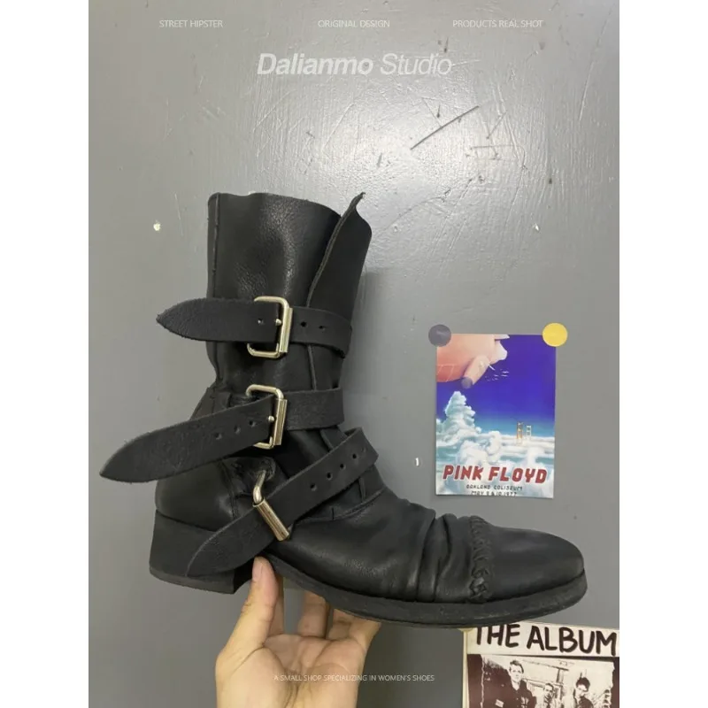 รองเท้าบูทหนังแท้สไตล์วินเทจสำ - Men Fashion Vintage บทวิจารณ์และราคา
