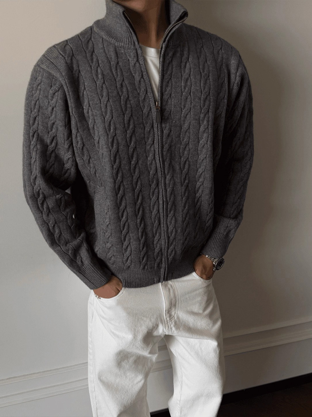 เสื้อพูลโอเวอร์คอปกขนสัตว์ ลาย - Mens Fashion Style Images บทวิจารณ์และราคา