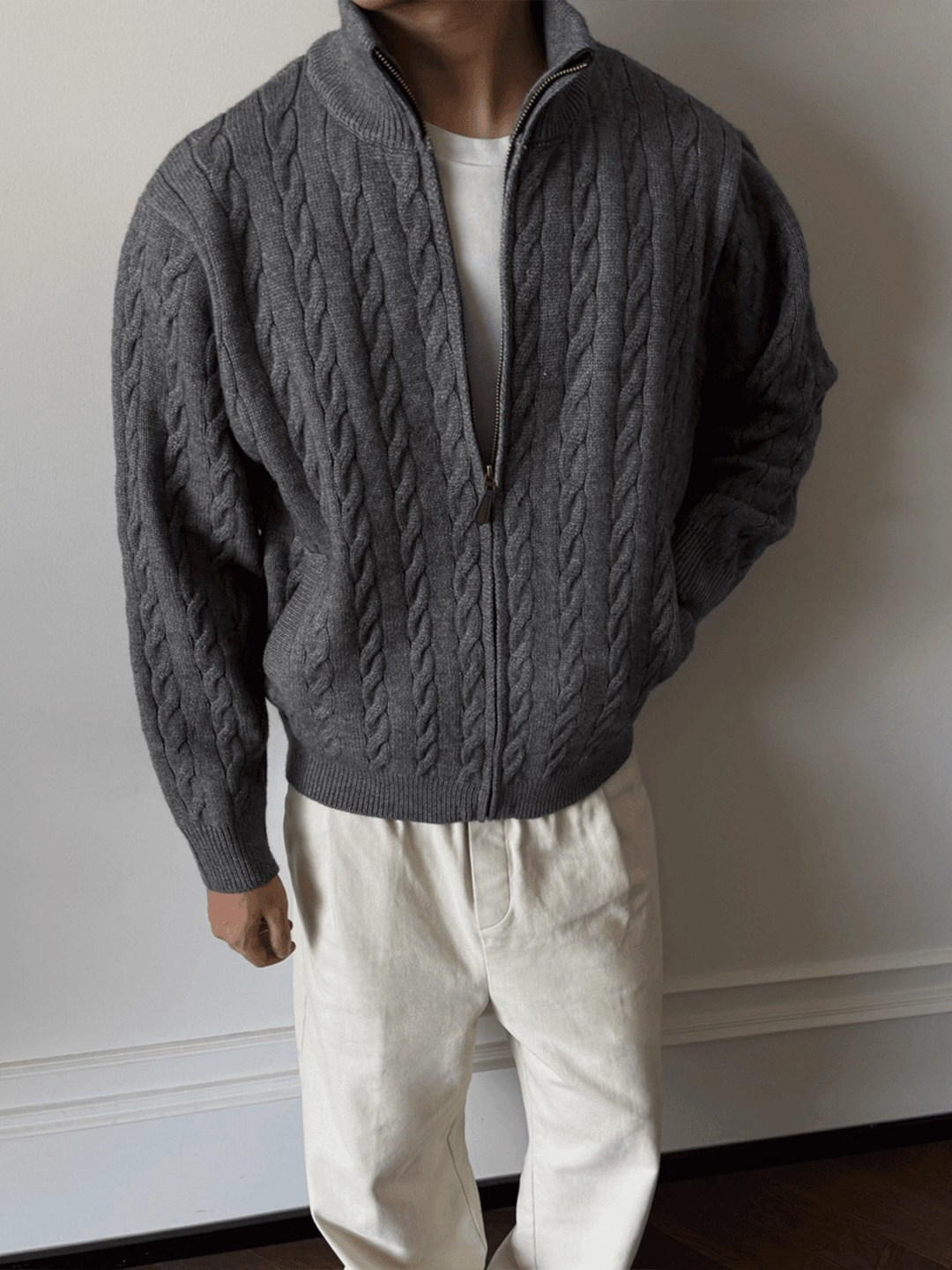 เสื้อพูลโอเวอร์คอปกขนสัตว์ ลาย - Mens Fashion Style Images บทวิจารณ์และราคา