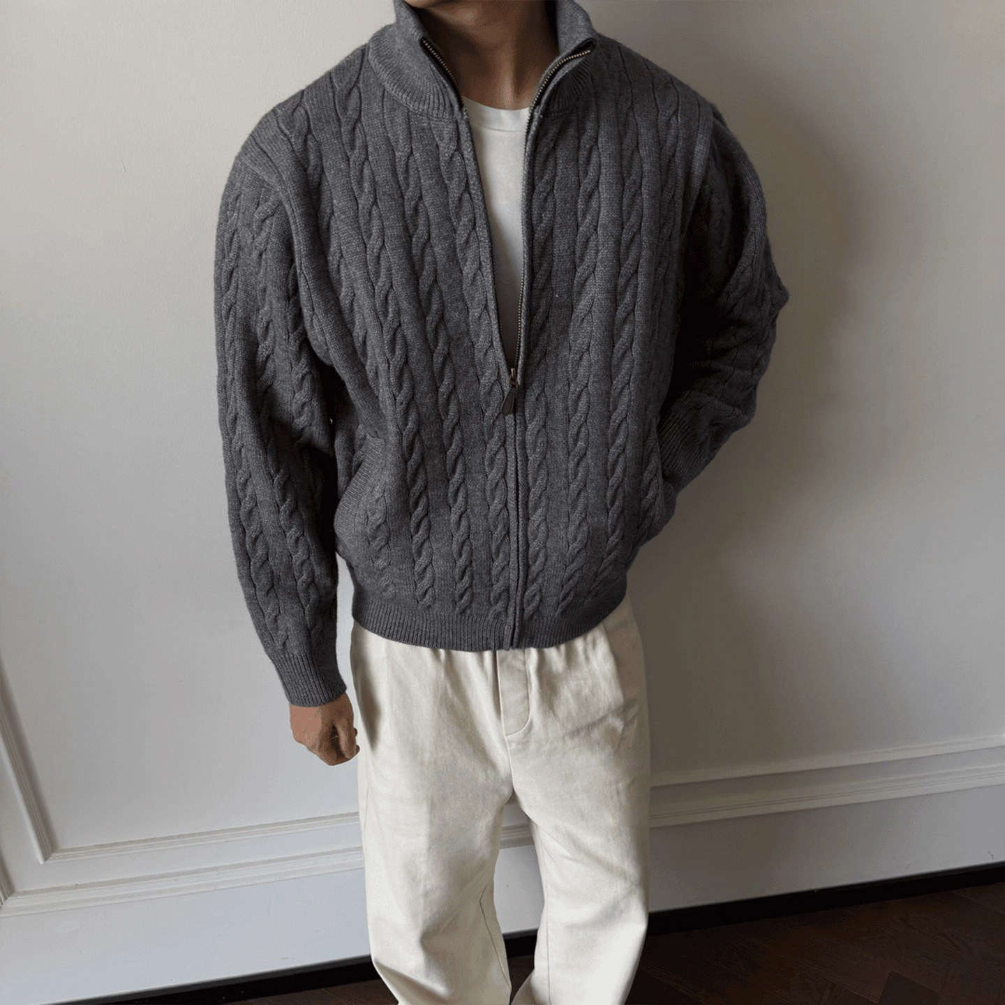 เสื้อพูลโอเวอร์คอปกขนสัตว์ ลาย - Mens Fashion Style Images บทวิจารณ์และราคา