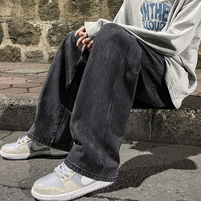 เกาหลีแฟชั่นผู้ชาย Baggy กางเก - Men'S Fashion Grey Jeans บทวิจารณ์และราคา
