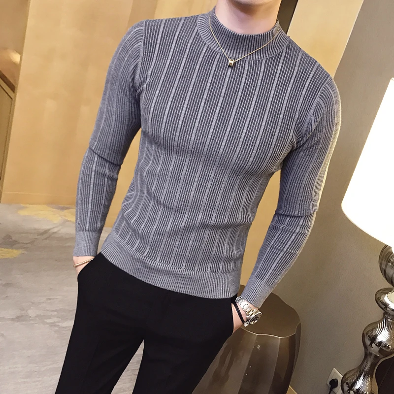 ใหม่ฤดูใบไม้ร่วงฤดูหนาวคอสูงลา - Knitted Cardigan Men บทวิจารณ์และราคา