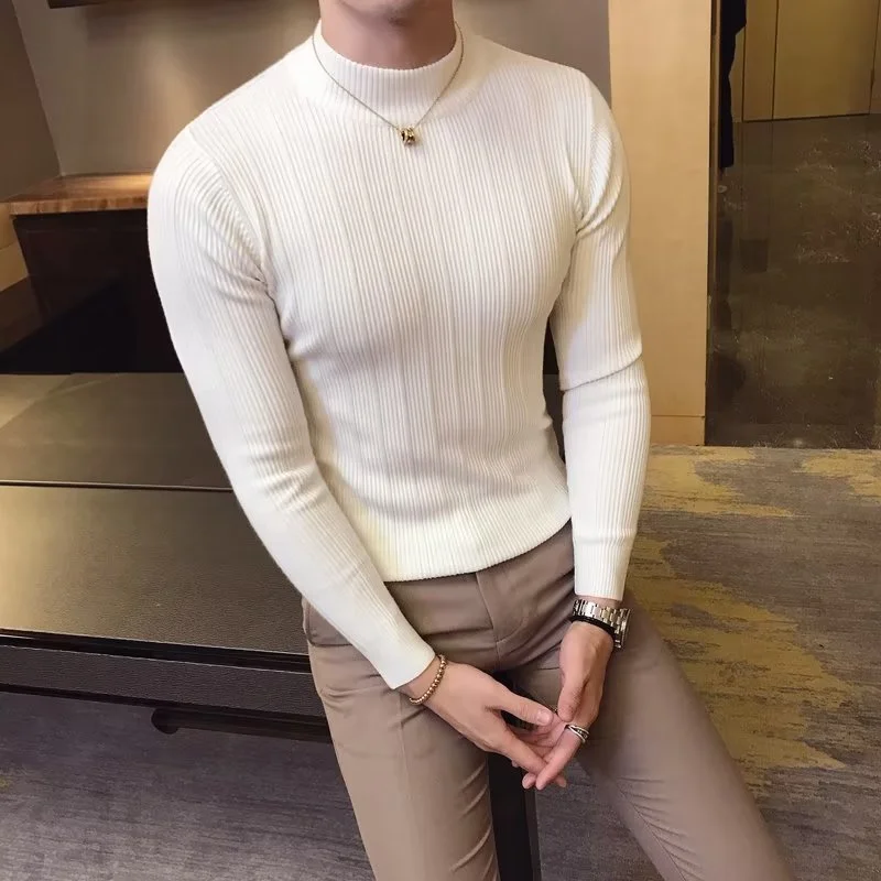 ใหม่ฤดูใบไม้ร่วงฤดูหนาวคอสูงลา - Knitted Cardigan Men บทวิจารณ์และราคา
