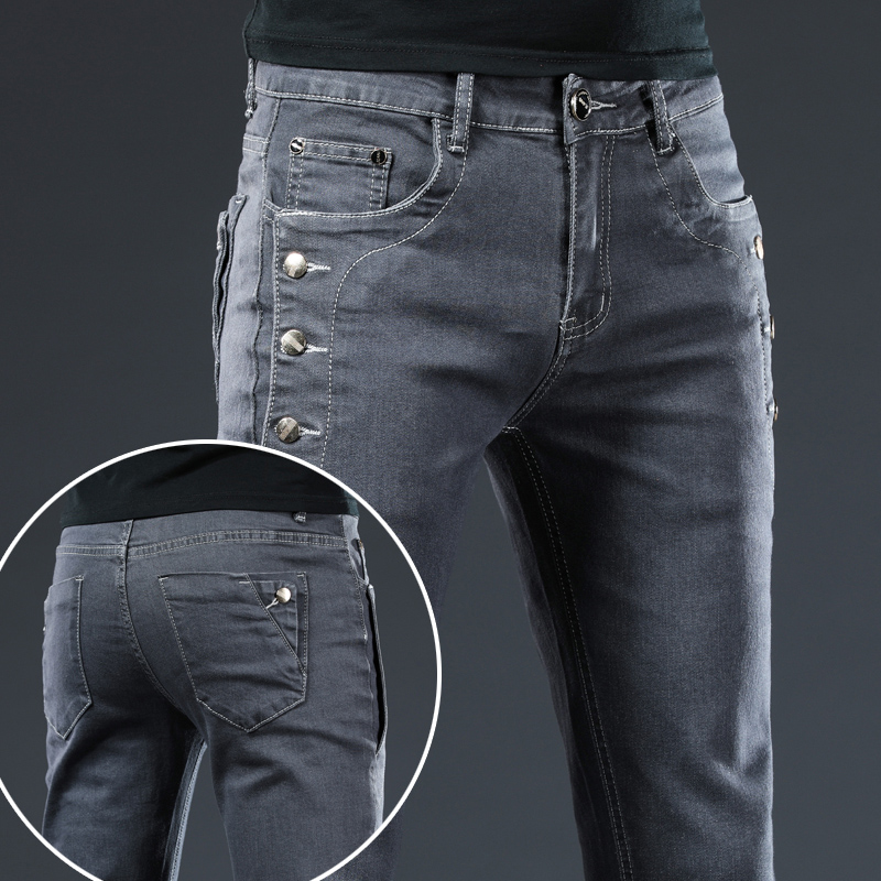กางเกงยีนส์รัดรูปสีดำเทาผู้ชาย - Men'S Fashion Grey Jeans บทวิจารณ์และราคา