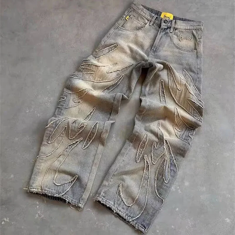 Street Gothic Retro เอวสูงกางเ - Men'S Fashion With Baggy Jeans บทวิจารณ์และราคา