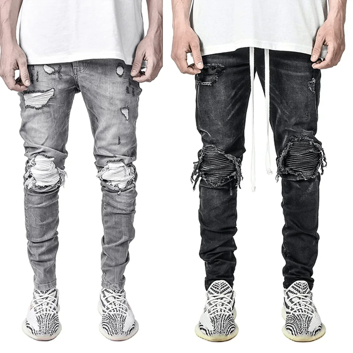 กางเกงยีนส์ผู้ชายแฟชั่นทรงสกิน - Men'S Fashion Grey Jeans บทวิจารณ์และราคา