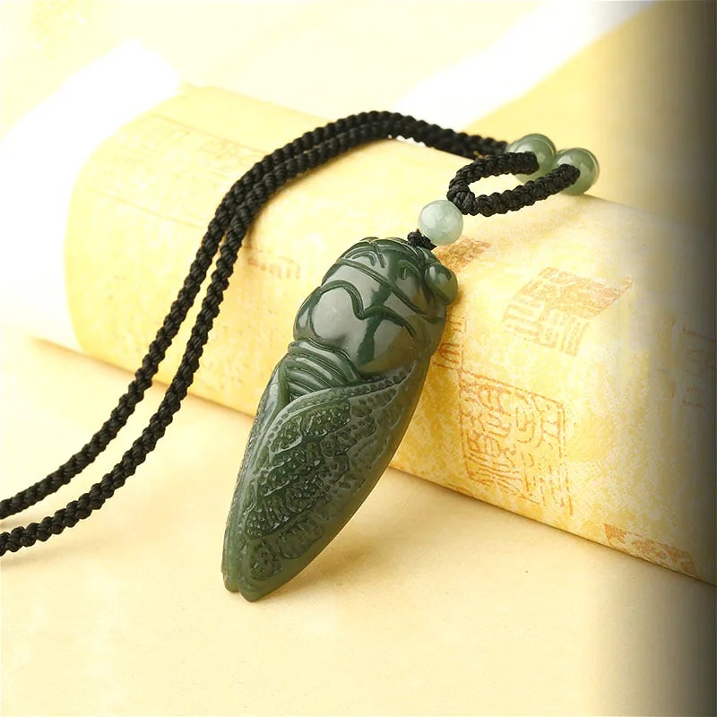 หยกธรรมชาติHetian Cicadaลูกปัด - Men'S Fashion Necklaces บทวิจารณ์และราคา