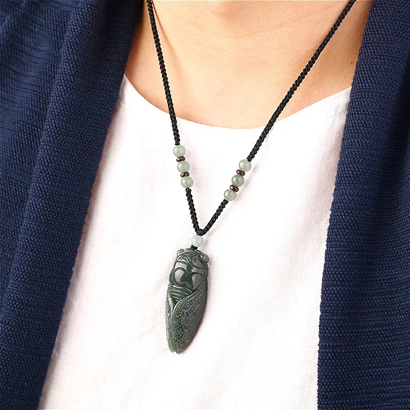 หยกธรรมชาติHetian Cicadaลูกปัด - Men'S Fashion Necklaces บทวิจารณ์และราคา