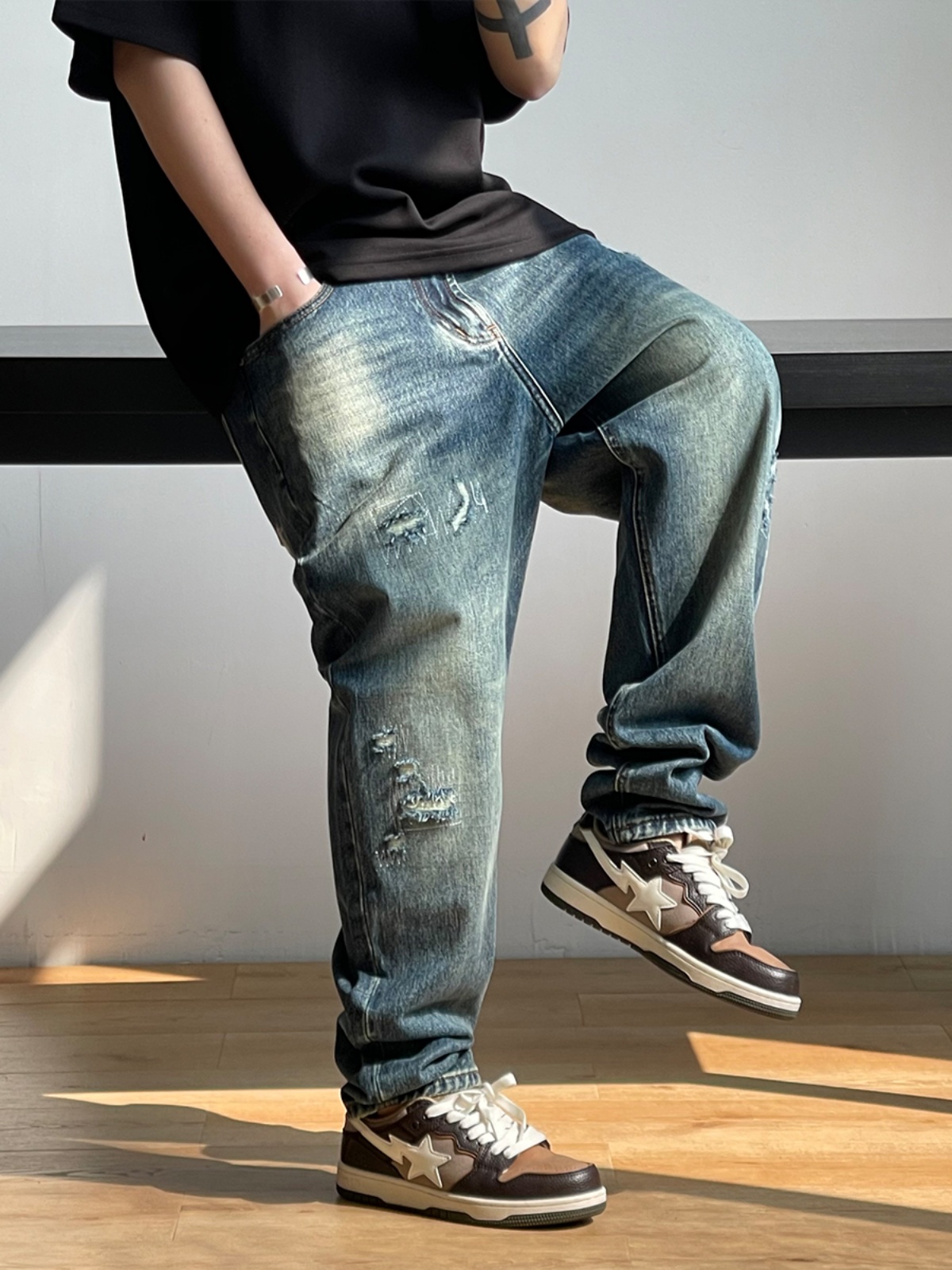 กางเกงยีนส์ขาบานของผู้ชายกางเก - Men'S Fashion With Baggy Jeans บทวิจารณ์และราคา