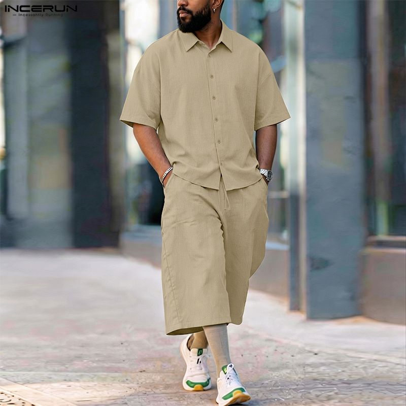 INCERUN ชุดเซ็ตผู้ชาย เสื้อเชิ - Men'S Fashion Pants บทวิจารณ์และราคา