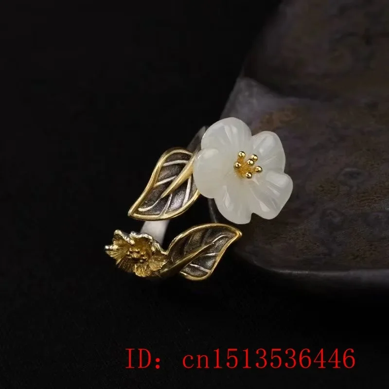 925 เงินสีขาวHetianหยกดอกไม้แห - Men'S Fashion Rings บทวิจารณ์และราคา